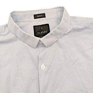 01.Algo Performance Shirt Men Large Stretch Button Up Long Sleeve Geometric Blue